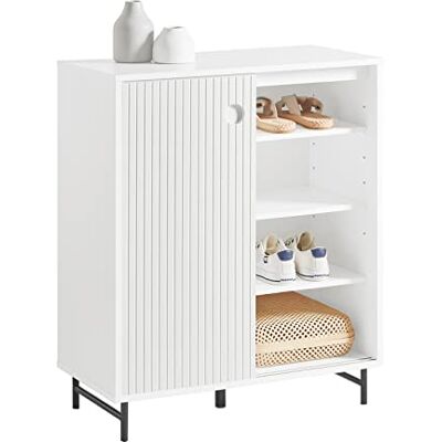 SoBuy Opbergkast, schoenenkast, ingangskast, opbergkast, zijkast, dressoir, met 2 schuifdeuren, wit, 70 x 37 x 87 cm, FSB62-W SoBuy Opbergkast, schoenenkast, ingangskast, opbergkast, zijkast, dressoir, met 2 schuifdeuren, wit, 70 x 37 x 87 cm, FSB62-W