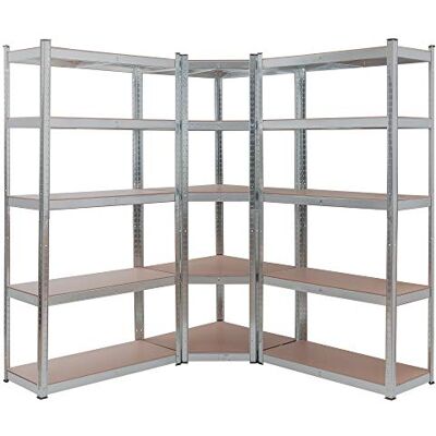 Arebos Set van 3 rekken voor zware lasten, combinatie van hoekplanken, draagvermogen tot 875 kg, montage met bevestigingssysteem, robuust metalen frame Arebos Set van 3 rekken voor zware lasten, combinatie van hoekplanken, draagvermogen tot 875 kg, montage met bevestigingssysteem, robuust metalen frame