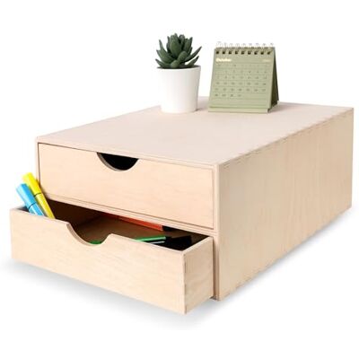 Creative Kleine commode houten opbergdoos, 2 laden, 33 x 25 x 13,5 cm, organisatie voor kantoor en opslag, perfecte doos voor accessoires, kaarten, papier en kantoorbenodigdheden Creative Kleine commode houten opbergdoos, 2 laden, 33 x 25 x 13,5 cm, organisatie voor kantoor en opslag, perfecte doos voor accessoires, kaarten, papier en kantoorbenodigdheden