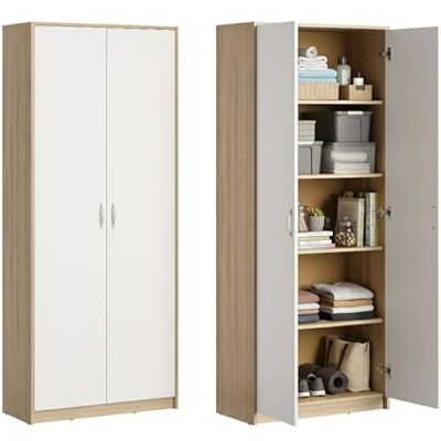 Home Collective Archiefkast met 5 vakken, multifunctionele kast, huishoudkast in matte afwerking met 4 legplanken en 2 deuren, 74 cm breed, gemaakt van laminaatplaat en hoogwaardige polymeergrepen, sonomawit Home Collective Archiefkast met 5 vakken, multifunctionele kast, huishoudkast in matte afwerking met 4 legplanken en 2 deuren, 74 cm breed, gemaakt van laminaatplaat en hoogwaardige polymeergrepen, sonomawit