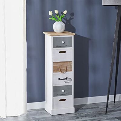 IDIMEX Salva commode met 6 schuifladen van paulownia-hout, shabby chic, vintage, rustiek, wit IDIMEX Salva commode met 6 schuifladen van paulownia-hout, shabby chic, vintage, rustiek, wit