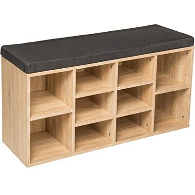 tectake ® Schoenenkast met zitbank voor 10 paar schoenen, met afneembaar zitkussen, 103,5 x 48 x 30 cm, verschillende kleuren, lichteiken/donkergrijs tectake ® Schoenenkast met zitbank voor 10 paar schoenen, met afneembaar zitkussen, 103,5 x 48 x 30 cm, verschillende kleuren, lichteiken/donkergrijs