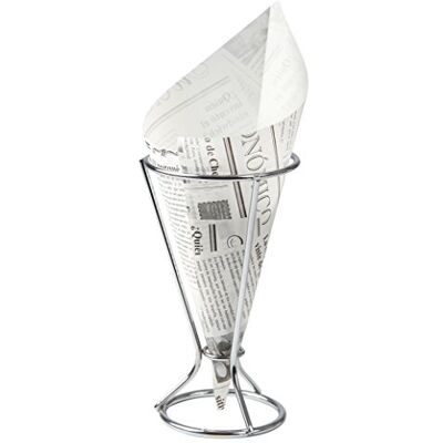 Fackelmann 49345 houder voor frietjes, metaal/papier, zilver/zwart/wit, 25 x 18 x 9 cm Fackelmann 49345 houder voor frietjes, metaal/papier, zilver/zwart/wit, 25 x 18 x 9 cm