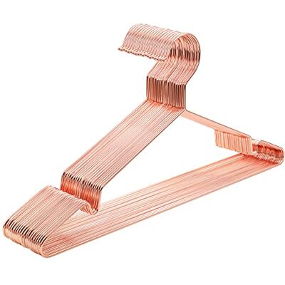 SONGMICS Metalen hangers, 20 stuks, stijlvol verchroomd, roestvrij, ruimtebesparend, 42 cm lang, roségoud CRI44R20 SONGMICS Metalen hangers, 20 stuks, stijlvol verchroomd, roestvrij, ruimtebesparend, 42 cm lang, roségoud CRI44R20