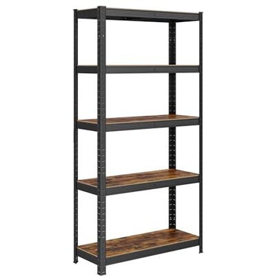 SONGMICS Opbergrek, 5 planken, keukenrek, wandrek, 150 x 75 x 30 cm, draagkracht 400 kg, verstelbare planken, industriële stijl, zwart-bruin GLR030B01 SONGMICS Opbergrek, 5 planken, keukenrek, wandrek, 150 x 75 x 30 cm, draagkracht 400 kg, verstelbare planken, industriële stijl, zwart-bruin GLR030B01