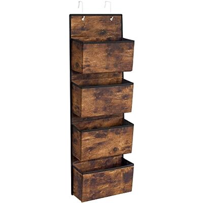 SONGMICS RDH004X01 Hangrek, 4 vakken, hangende opslag, organizer, voor deur of muur, van stof, voor slaapkamer, kantoor, kinderkamer, 33,5 x 12 x 100 cm, rustiek bruin SONGMICS RDH004X01 Hangrek, 4 vakken, hangende opslag, organizer, voor deur of muur, van stof, voor slaapkamer, kantoor, kinderkamer, 33,5 x 12 x 100 cm, rustiek bruin
