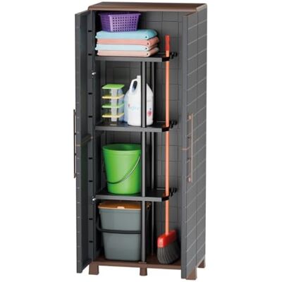 ART Kast met bezems + 3 uitneembare planken, 2 deuren, antraciet, 68 x 37 x 169 cm, kast met bezems, max. belasting 60 kg, voor garage bijkeuken ART Kast met bezems + 3 uitneembare planken, 2 deuren, antraciet, 68 x 37 x 169 cm, kast met bezems, max. belasting 60 kg, voor garage bijkeuken