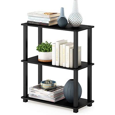 Furinno Turn Multifunctionele plankstandaard met 3 niveaus, met vierkante buis, Americano/zwart Furinno Turn Multifunctionele plankstandaard met 3 niveaus, met vierkante buis, Americano/zwart