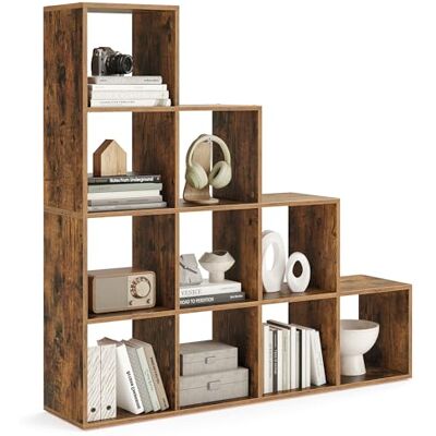VASAGLE boekenkast, boekenplank met 10 kubussen, kubusplank, kantoorplank, staande plank, ladderplank, traplegplank, als kamerscherm, vrijstaand, voor kantoor, woonkamer, slaapkamer, vintage bruin LBC10BX Meuble de Rangement, Salon, Chambre, Bureau, Mar VASAGLE boekenkast, boekenplank met 10 kubussen, kubusplank, kantoorplank, staande plank, ladderplank, traplegplank, als kamerscherm, vrijstaand, voor kantoor, woonkamer, slaapkamer, vintage bruin LBC10BX Meuble de Rangement, Salon, Chambre, Bureau, Mar