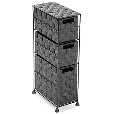 Versa Mannheim Badkamerkast, ladekast, ladekast met 3 laden om te organiseren, moderne opslag, afmetingen (H x B x L) 57 x 28 x 15,5 cm, nylon, kleur: lichtgrijs Versa Mannheim Badkamerkast, ladekast, ladekast met 3 laden om te organiseren, moderne opslag, afmetingen (H x B x L) 57 x 28 x 15,5 cm, nylon, kleur: lichtgrijs