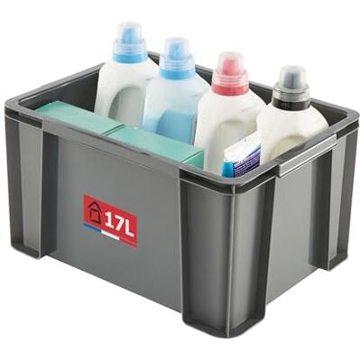 Sundis Master Box, opbergdoos, 17 l, van gerecycleerde kunststof, robuust en versterkt, rechte wanden, stapelbaar en combineerbaar, ideaal voor werkplaats, knutselen of transport Sundis Master Box, opbergdoos, 17 l, van gerecycleerde kunststof, robuust en versterkt, rechte wanden, stapelbaar en combineerbaar, ideaal voor werkplaats, knutselen of transport