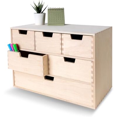 Creative Mini Houten Kist met 6 Laden Opbergkast Onbeschilderd Multiplex 42 x 20 x 28.5 cm Perfect voor Opbergen, Decoupage en Decoreren Creative Mini Houten Kist met 6 Laden Opbergkast Onbeschilderd Multiplex 42 x 20 x 28.5 cm Perfect voor Opbergen, Decoupage en Decoreren