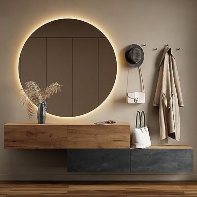 Planetmöbel Planet Möbel wand gangkast 2 x 160 cm goudkleurig eiken houtskoolzwart/goudkleurig eiken, compacte kast met klep als opbergruimte, wandgarderobe hangend of staand, 37,8 P x Planetmöbel Planet Möbel wand gangkast 2 x 160 cm goudkleurig eiken houtskoolzwart/goudkleurig eiken, compacte kast met klep als opbergruimte, wandgarderobe hangend of staand, 37,8 P x