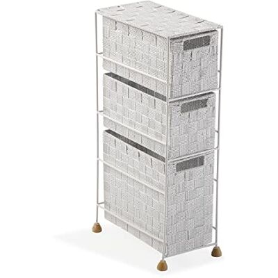 Versa Mannheim Badkamermeubel, badkamerkast, commode met 3 laden om te organiseren, moderne en grappige opslag, afmetingen 57 x 28 x 15,5 cm (l x b x h), nylon, wit Versa Mannheim Badkamermeubel, badkamerkast, commode met 3 laden om te organiseren, moderne en grappige opslag, afmetingen 57 x 28 x 15,5 cm (l x b x h), nylon, wit