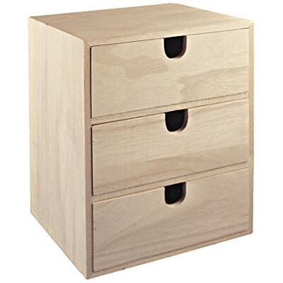 Rayher Hobby 62382000 Kleine houten commode met 3 laden voor het netjes opbergen van kleine kantoorbenodigdheden, naaigerei, sieraden & Cie bruin 21,5 x 14,5 x 16 cm Rayher Hobby 62382000 Kleine houten commode met 3 laden voor het netjes opbergen van kleine kantoorbenodigdheden, naaigerei, sieraden & Cie bruin 21,5 x 14,5 x 16 cm