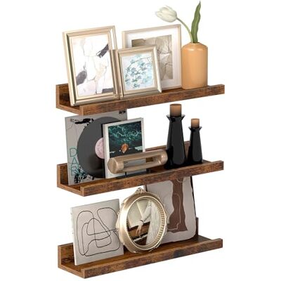 VASAGLE wandplanken, set van 3, zwevende planken, lengte 38 cm, verhoogde voorkant, voor decoratieve items, kruidenpotjes en fotolijsten, vintage bruin LWS037X01 En Acier, MDF, pour Livres, Photos, pour Salon, Cuisine, Entrée, Chambre, Salle de Bain, Bl VASAGLE wandplanken, set van 3, zwevende planken, lengte 38 cm, verhoogde voorkant, voor decoratieve items, kruidenpotjes en fotolijsten, vintage bruin LWS037X01 En Acier, MDF, pour Livres, Photos, pour Salon, Cuisine, Entrée, Chambre, Salle de Bain, Bl