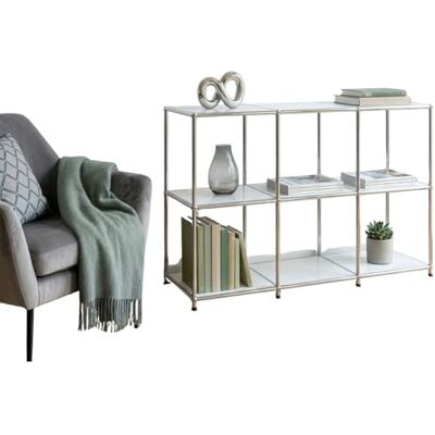 KARAT Concept Epure MK 018 Metalen rek L 116 × D 40 × H 82 cm, groot rek met 3 niveaus, dressoir & lowboard van metaal voor woonkamer, kantoor of entree (wit) KARAT Concept Epure MK 018 Metalen rek L 116 × D 40 × H 82 cm, groot rek met 3 niveaus, dressoir & lowboard van metaal voor woonkamer, kantoor of entree (wit)