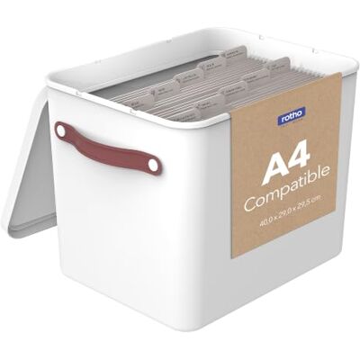 Rotho MYPAPER opbergdoos voor documenten, kunststof, wit Opbergdozen voor documenten, 15 FSC-hangmappen en stickers, bureau-organizer voor schrijfwaren op kantoor Rotho MYPAPER opbergdoos voor documenten, kunststof, wit Opbergdozen voor documenten, 15 FSC-hangmappen en stickers, bureau-organizer voor schrijfwaren op kantoor