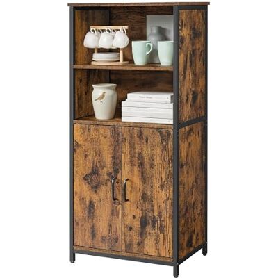 VASAGLE Opbergkast, dressoir, boekenkast, 2 open compartimenten, verstelbare planken, stalen frame, voor woonkamer, keuken, kantoor, rustiek bruin en zwart, LSC66BX VASAGLE Opbergkast, dressoir, boekenkast, 2 open compartimenten, verstelbare planken, stalen frame, voor woonkamer, keuken, kantoor, rustiek bruin en zwart, LSC66BX