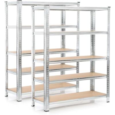WilTec Plank voor zware lasten, 2 stuks, verzinkt, 180 x 120 x 40 cm, 875 kg, in elkaar grijpbaar, 5 niveaus WilTec Plank voor zware lasten, 2 stuks, verzinkt, 180 x 120 x 40 cm, 875 kg, in elkaar grijpbaar, 5 niveaus