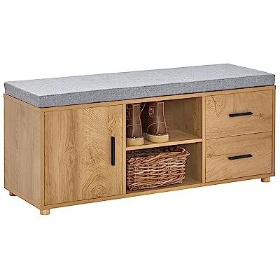 SoBuy Schoenenbank met 2 laden, 110 x 35 x 47 cm, voor entree SoBuy Schoenenbank met 2 laden, 110 x 35 x 47 cm, voor entree