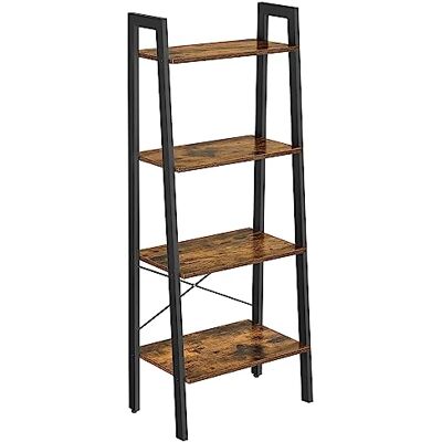 VASAGLE Plank, boekenkast met 4 niveaus, ladderrek, staand rek, voor woonkamer, slaapkamer, keuken, thuiskantoor, industrieel design, stalen frame, vintage bruin-zwart LLS44X VASAGLE Plank, boekenkast met 4 niveaus, ladderrek, staand rek, voor woonkamer, slaapkamer, keuken, thuiskantoor, industrieel design, stalen frame, vintage bruin-zwart LLS44X
