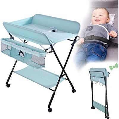 LANTUS Klapbare luiertafel met opbergmand aan de zijkant, structuur van ijzer, maximale belasting 25 kg, voor pasgeborenen, ergonomisch design, opvouwbare en draagbare commode (80 x 66 x 98 cm, blauw) LANTUS Klapbare luiertafel met opbergmand aan de zijkant, structuur van ijzer, maximale belasting 25 kg, voor pasgeborenen, ergonomisch design, opvouwbare en draagbare commode (80 x 66 x 98 cm, blauw)