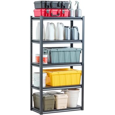VEVOR Opbergrek, 907 kg, robuust, verstelbaar, metalen garagerek, 5 niveaus, 406,4 x 812,8 x 1600,2 mm, opbergkast, voor keuken, werkplaats, kelder, magazijn, zwart VEVOR Opbergrek, 907 kg, robuust, verstelbaar, metalen garagerek, 5 niveaus, 406,4 x 812,8 x 1600,2 mm, opbergkast, voor keuken, werkplaats, kelder, magazijn, zwart