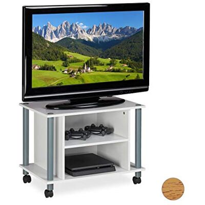 Relaxdays TV-kast op wielen, vakken, tv-rek, dressoir met wielen voor tv, (h x b x d) 45 x 60 x 40 cm Relaxdays TV-kast op wielen, vakken, tv-rek, dressoir met wielen voor tv, (h x b x d) 45 x 60 x 40 cm