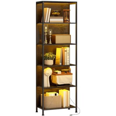 HOMCOM Boekenkast met 5 niveaus, led-rek, 7 kleuren, 60 x 30 x 179 cm, zwart HOMCOM Boekenkast met 5 niveaus, led-rek, 7 kleuren, 60 x 30 x 179 cm, zwart