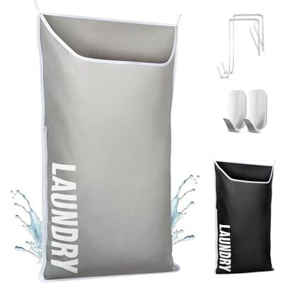 DONAQ Wasmand om op te hangen, ruimtebesparend, opbergzakken voor vuile kleding en wandmand voor badkamer, organizer voor kleine ruimtes, 100 x 55 cm, XL DONAQ Wasmand om op te hangen, ruimtebesparend, opbergzakken voor vuile kleding en wandmand voor badkamer, organizer voor kleine ruimtes, 100 x 55 cm, XL