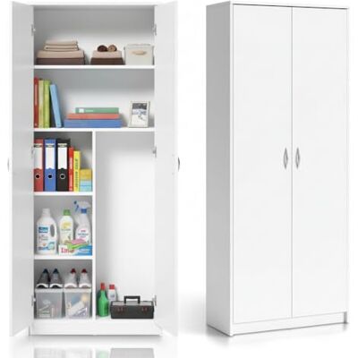 Home Collective Multifunctionele kast van MDF-hout met planken en extra vak, 74 cm x 180 cm, wit Home Collective Multifunctionele kast van MDF-hout met planken en extra vak, 74 cm x 180 cm, wit