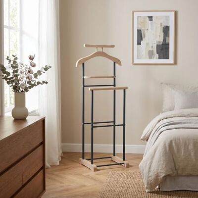 IDIMEX Medina slaapkamerkast voor slaapkamer, ezel, dubbel kledingrek, van MDF, Sonoma eiken decor en metaal, zwart gelakt IDIMEX Medina slaapkamerkast voor slaapkamer, ezel, dubbel kledingrek, van MDF, Sonoma eiken decor en metaal, zwart gelakt