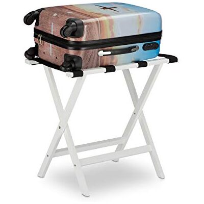 Relaxdays Vouwbaar Bamboe Bagagedrager, Bagagerek: Koffers & Reistassen, HLP 53,5 x 58 x 36,5 cm, Wit Relaxdays Vouwbaar Bamboe Bagagedrager, Bagagerek: Koffers & Reistassen, HLP 53,5 x 58 x 36,5 cm, Wit