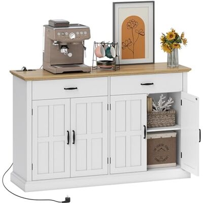 HOMCOM Dressoir met USB-poort, stekkerdoos, 2 laden, 140 x 40 x 91,5 cm, wit HOMCOM Dressoir met USB-poort, stekkerdoos, 2 laden, 140 x 40 x 91,5 cm, wit