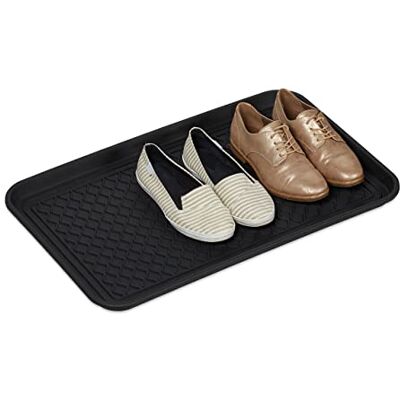 Relaxdays Grote schoenenbak met profiel, voor hal, kast, auto, schoenenbak tegen vuil, HBT 3 x 60 x 40 cm, zwart Relaxdays Grote schoenenbak met profiel, voor hal, kast, auto, schoenenbak tegen vuil, HBT 3 x 60 x 40 cm, zwart