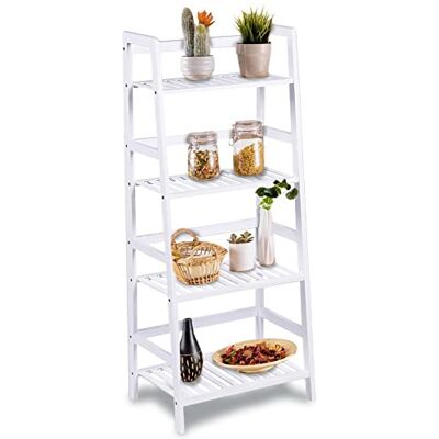 BAKAJI Boekenkast met 4 planken van bamboehout, modern design, voor woonkamer, huis, kantoor, afmetingen 116 x 48 x 32 cm, kleur bamboewit BAKAJI Boekenkast met 4 planken van bamboehout, modern design, voor woonkamer, huis, kantoor, afmetingen 116 x 48 x 32 cm, kleur bamboewit