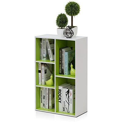 Furinno Luder Open rek, omkeerbaar, 5 dobbelstenen, wit/groen Furinno Luder Open rek, omkeerbaar, 5 dobbelstenen, wit/groen