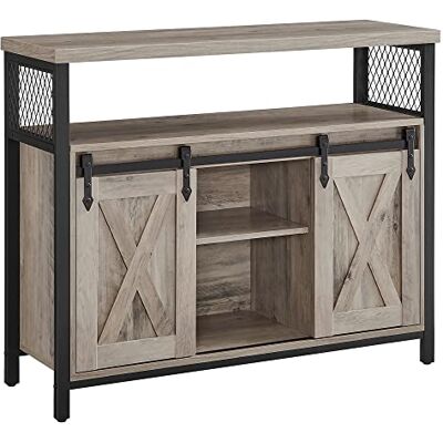 VASAGLE LSC092B02 Keukendressoir, opbergkast, commode, met 2 schuifdeuren, 33 x 100 x 80 cm, verstelbare planken, voor woonkamer, grijs gemêleerd en inktzwart VASAGLE LSC092B02 Keukendressoir, opbergkast, commode, met 2 schuifdeuren, 33 x 100 x 80 cm, verstelbare planken, voor woonkamer, grijs gemêleerd en inktzwart