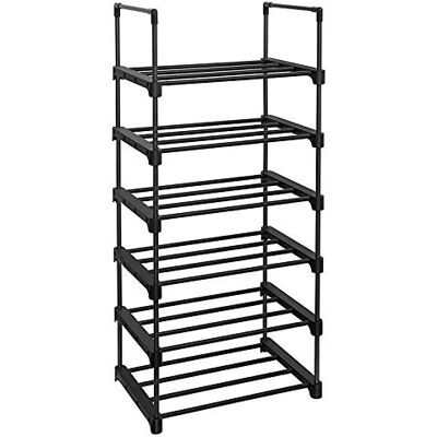 SONGMICS Schoenenrek met 6 rekken, metalen schoenenrek, ruimtebesparende staande plank, multifunctioneel, gang, woonkamer, slaapkamer of keuken, 45 x 30 x 106 cm, zwart LSA23BK SONGMICS Schoenenrek met 6 rekken, metalen schoenenrek, ruimtebesparende staande plank, multifunctioneel, gang, woonkamer, slaapkamer of keuken, 45 x 30 x 106 cm, zwart LSA23BK
