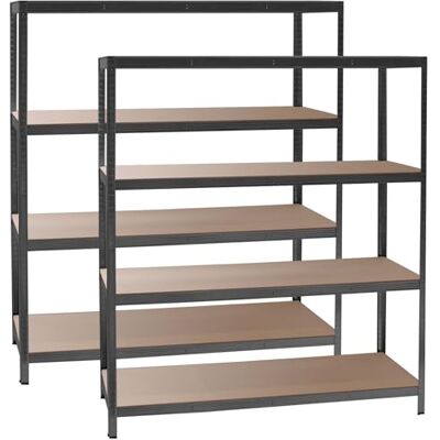 WilTec Set van 2 rekken voor zware lasten 160 x 60 x 180 cm 175 kg zwart staal steekrek met 4 legplanken werkplaatsrek WilTec Set van 2 rekken voor zware lasten 160 x 60 x 180 cm 175 kg zwart staal steekrek met 4 legplanken werkplaatsrek