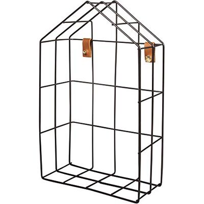 Rayher 25186576 metalen rek huis 16 x 7 x 25 cm zwart metalen wandrek opbergdoos rek rooster Rayher 25186576 metalen rek huis 16 x 7 x 25 cm zwart metalen wandrek opbergdoos rek rooster