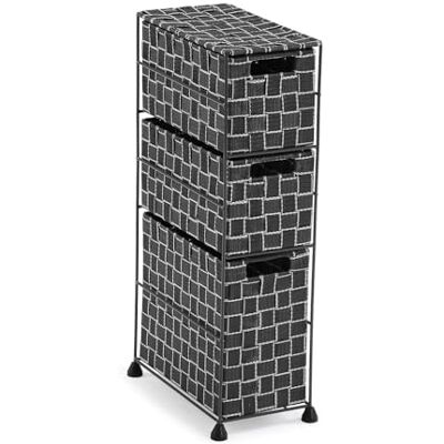Versa Nilo Badkamerrek met 3 opbergmanden, 57 x 15,5 x 28 cm, gestructureerde kunststof, zwart Versa Nilo Badkamerrek met 3 opbergmanden, 57 x 15,5 x 28 cm, gestructureerde kunststof, zwart