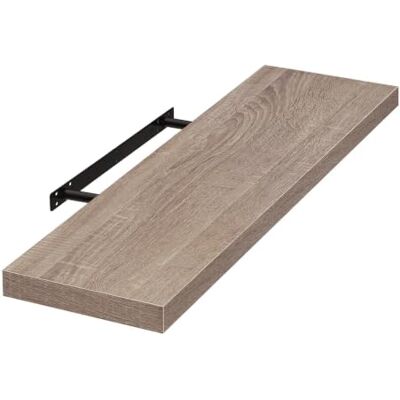 EUGAD Wandrek van MDF, decoratief opbergrek, drijvend, 120 cm lang, eiken EUGAD Wandrek van MDF, decoratief opbergrek, drijvend, 120 cm lang, eiken
