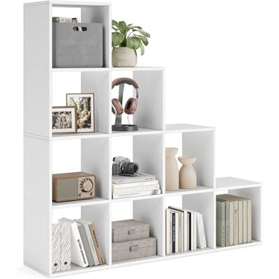 VASAGLE Boekenkast met 10 vakken, rek met open vakken, opbergkast, voor decoratie, fotolijsten, woonkamer, slaapkamer, kantoor, 29 x 129,5 x 129,5 cm, wit LBC10WTV1 Séparateur de Pièce, 129,5 x 27 x 129,5 cm, Anti-basculement, pour Salon, Bureau, Wolk w VASAGLE Boekenkast met 10 vakken, rek met open vakken, opbergkast, voor decoratie, fotolijsten, woonkamer, slaapkamer, kantoor, 29 x 129,5 x 129,5 cm, wit LBC10WTV1 Séparateur de Pièce, 129,5 x 27 x 129,5 cm, Anti-basculement, pour Salon, Bureau, Wolk w