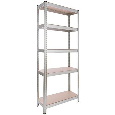 Arebos Rek voor zware lasten, 180 x 75 x 30 cm, 350 kg, 5 MDF-platen, eenvoudige montage, opbergrek, kelderrek, werkplaatsrek, verzinkt Arebos Rek voor zware lasten, 180 x 75 x 30 cm, 350 kg, 5 MDF-platen, eenvoudige montage, opbergrek, kelderrek, werkplaatsrek, verzinkt