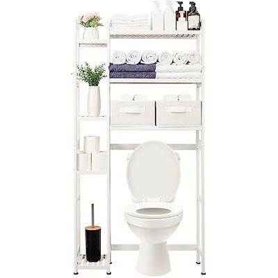 Yorbay Bamboe Toilet Plank: 3 Verdiepingen, 2 Manden (wit) Toiletrek met 3 etages, 2 manden van bamboe Yorbay Bamboe Toilet Plank: 3 Verdiepingen, 2 Manden (wit) Toiletrek met 3 etages, 2 manden van bamboe