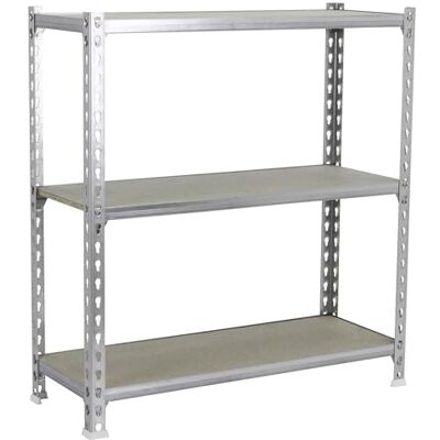 Simon Rack Opbergrek, 1000 x 1000 x 400 mm, 3 niveaus van hout, 150 kg buigpunt, rek voor zware lasten, rek voor garage, verzinkt/hout Maderclick Simon Rack Opbergrek, 1000 x 1000 x 400 mm, 3 niveaus van hout, 150 kg buigpunt, rek voor zware lasten, rek voor garage, verzinkt/hout Maderclick