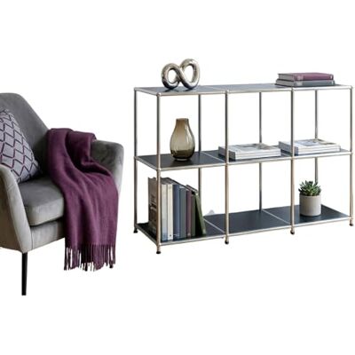 KARAT Concept Epure MK 018 Metalen rek L 116 × D 40 × H 82 cm, groot rek met 3 niveaus, dressoir & lowboard van metaal voor woonkamer, kantoor of entree (zwart) KARAT Concept Epure MK 018 Metalen rek L 116 × D 40 × H 82 cm, groot rek met 3 niveaus, dressoir & lowboard van metaal voor woonkamer, kantoor of entree (zwart)