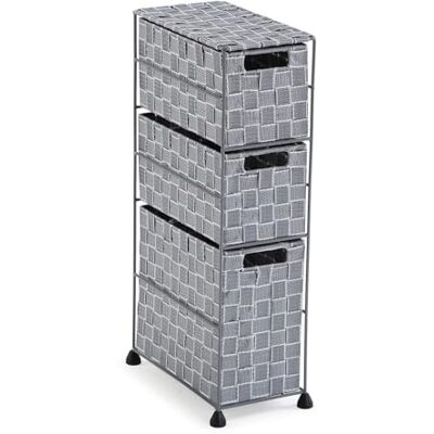 Versa Nilo Badkamerkast met 3 opbergmanden, 57 x 15,5 x 28 cm (h x b x b), gestructureerde kunststof, grijs Versa Nilo Badkamerkast met 3 opbergmanden, 57 x 15,5 x 28 cm (h x b x b), gestructureerde kunststof, grijs